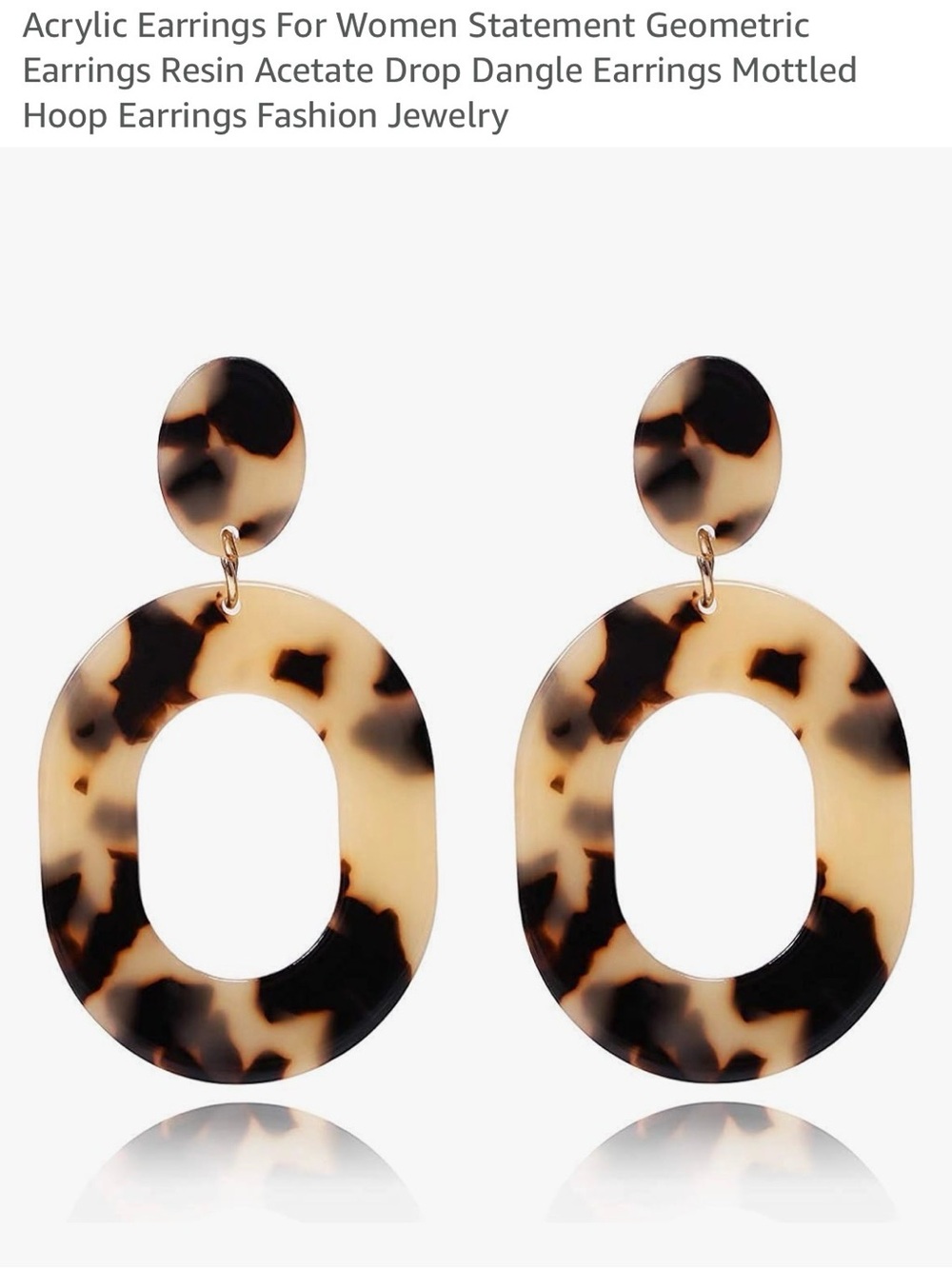 Tortoiseshell Acrylic Drop Earrings – Women’s Statement Jewelry- lightweight